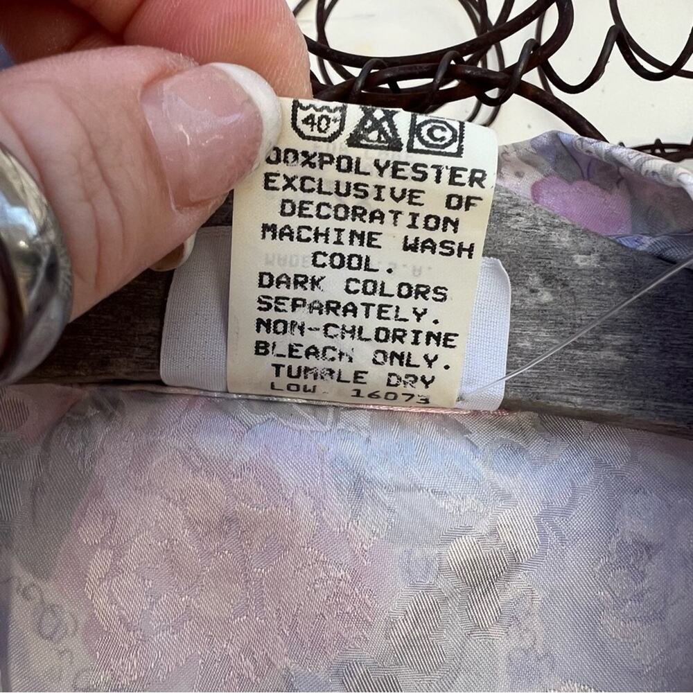 Vintage 90s Pinx pastel blue pink floral slinky short bathrobe 2X PLUS VOLUP - Picture 5 of 5